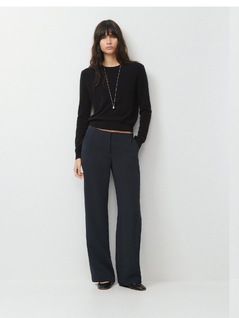Babaton Wide-Leg High-Rise Trousers in Black